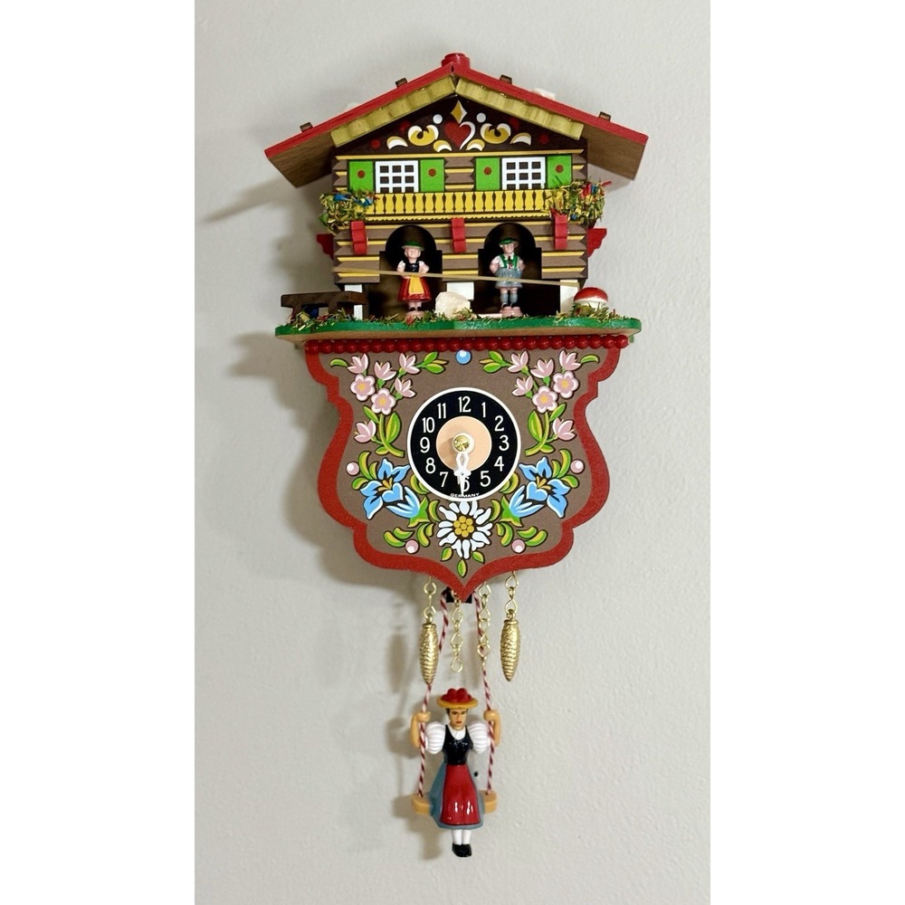 Vintage West Germany Bavarian Black Forest Clock Weather Station Cuckoo Chalet